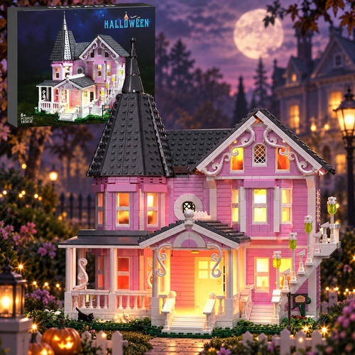 1349-Piece Light-Up Pink House Building Set