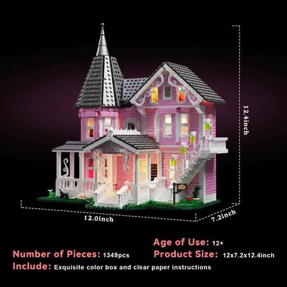 1349-Piece Light-Up Pink House Building Set