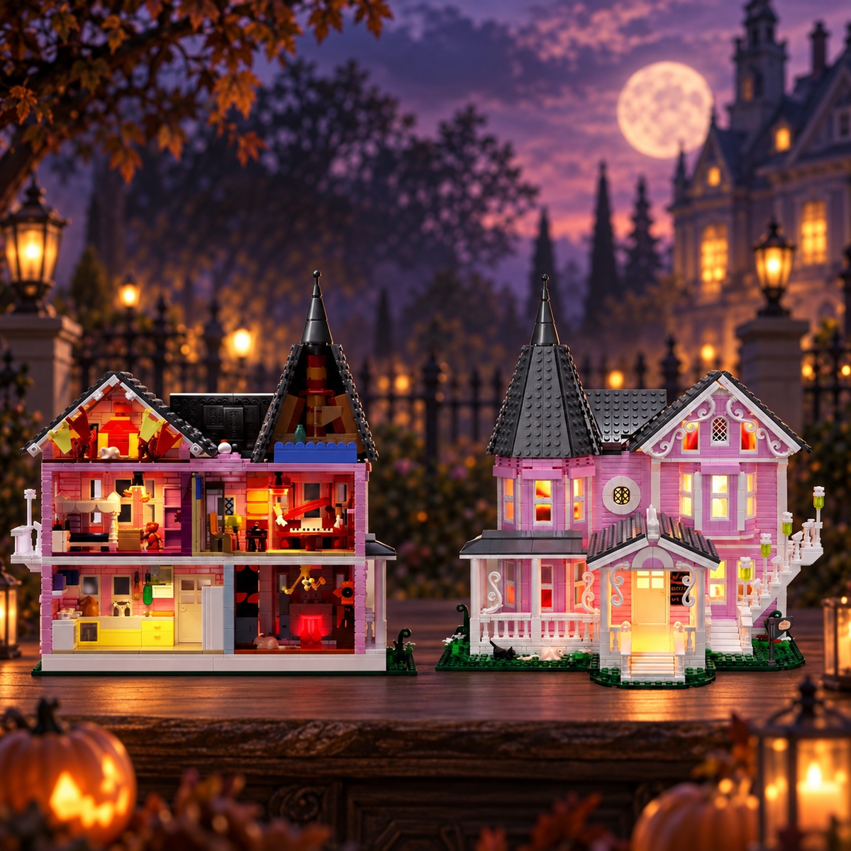 1349-Piece Light-Up Pink House Building Set