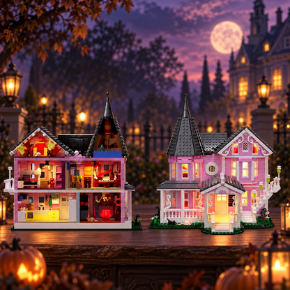1349-Piece Light-Up Pink House Building Set